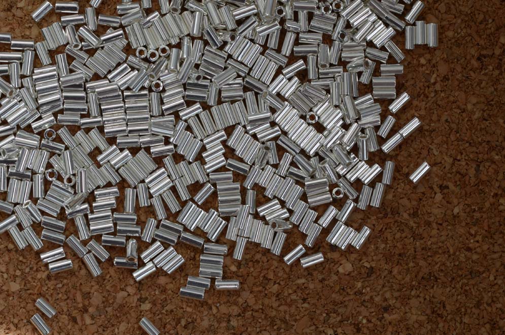 Miyuki Bugle Silver 0961 3mm Bright Sterling Silver Plated Bead 2g